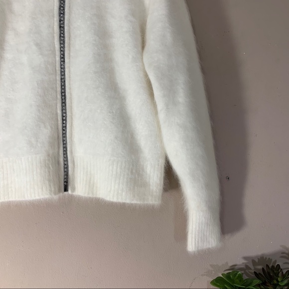 Venesha Angora Fur Sweater Jacket Soft Zip Front - Picture 3 of 7